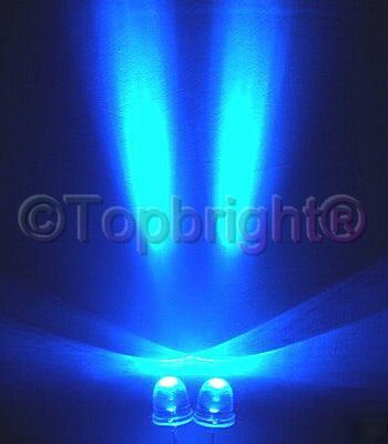 100 pcs mega bright blue led 10MM 60,000 mcd f/r