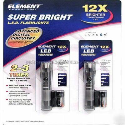 2 element luxeon flashlights - aircraft grade aluminum