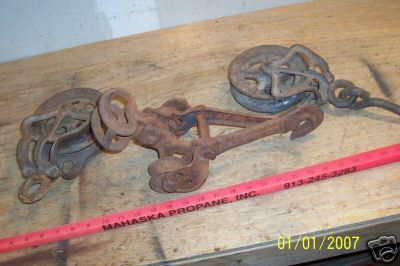 3 old hay barn trolley ? pulleys