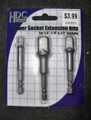 Free shipping power socket extension bits 1/4, 3/8, 1/2