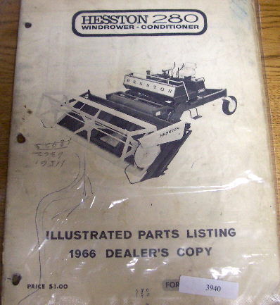 Hesston 280 windrower conditioner parts catalog manual
