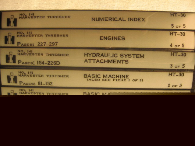 Lot international harvester thrasher microfiche manuals