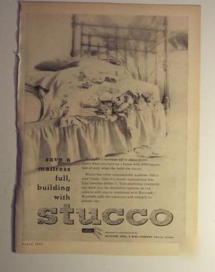 1961 vintage ad~ keystone steel wire stucco keymesh hom