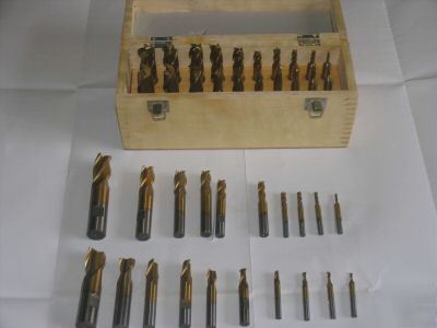 Box set of 20PC titanium coated hss end mill