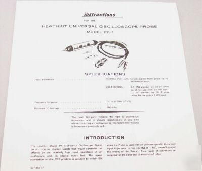 Heathkit universal scope probe pk-1 (exceptional)