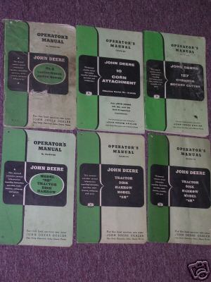 Lot of 7 john deere equipment manual mower disk harrow