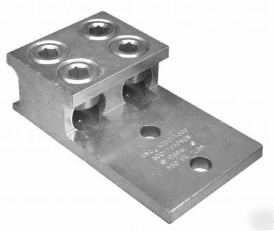 Aluminum mechanical lug, 2 conductor 2 hole, 1000MCM