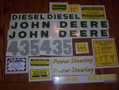 John deere 435 diesel tractor mylar decal