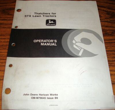 John deere stx lawn tractor thatcher operator's manual