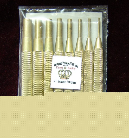 Set of 8 solid brass modelmakers punches, beautiful