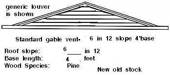 Wood gable a vent - louver - 4' base