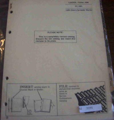 John deere 45W farm loader parts catalog manual