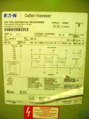 New cutler hammer 225 kva power supply - 480 / 208