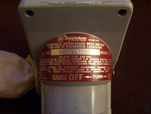 Explosion proof straight blade: 20A 250V 3W receptacle