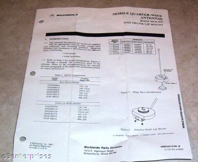 Motorola mobile quarter-wave antenna setup~806-870MHZ~