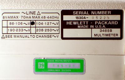 Hewlett packard 3465B digital multimeter 104 - 127~v