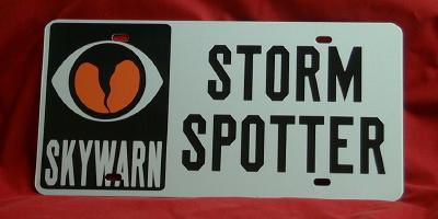 (s) reflective skywarn logo full size license plate