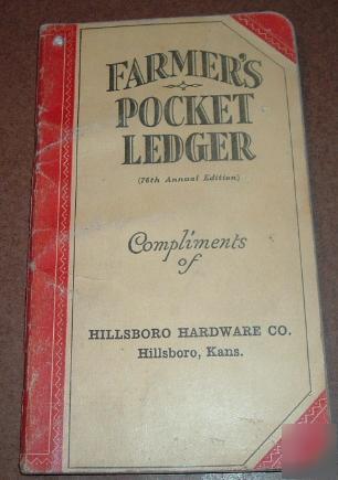 1942 john deere farmers pocket ledger hillsboro kansas