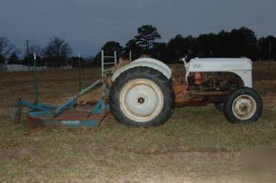 1952 8N ford tractor & 3 pt. bushhog and boom pole