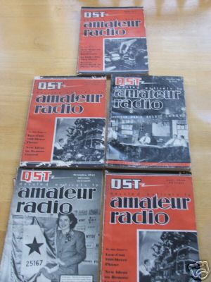 5 issues qst amateur radio magazine from 1930's, 40's