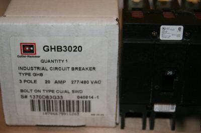 New cutler hammer circuit breaker GHB3020 20 amp 3 pole 