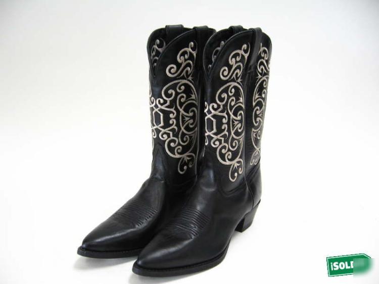 New tony lama 7.5 cowboy boots western black manzoi