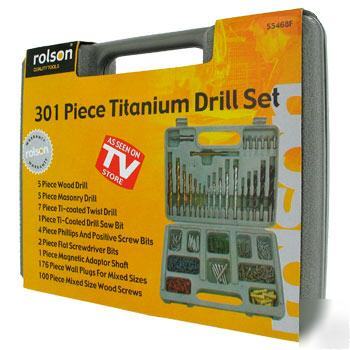 New 301 piece titanium drill set metal or woodworking