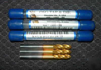 New osg 7/32 x 1/4 4FL bn carbide endmills qty 3 - 