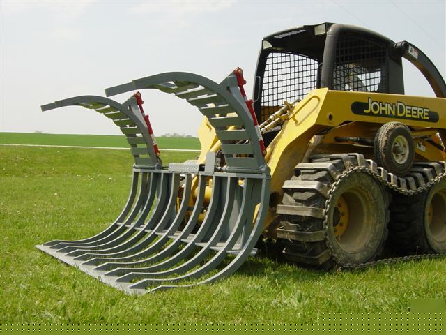 Tooth tine & cutting edge bucket grapple 4 skid steer