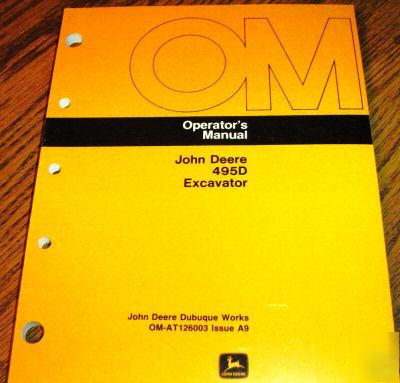 John deere 495D 495 d excavator operator's manual jd