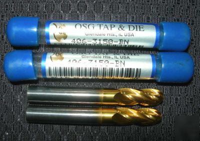 New osg 8MM 4FL single end cc ball n carbide endmills 2- 