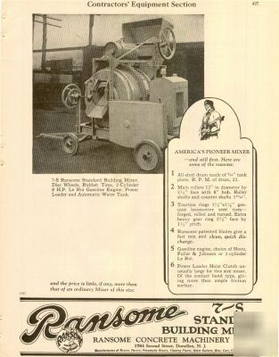 Ransome concrete mixer dunellen nj building ad 1924