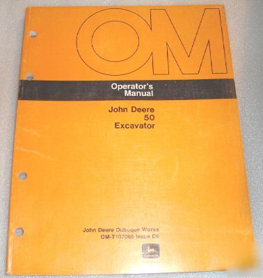 John deere 50 excavator operator's manual book jd