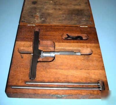 Lufkin saginaw mi depth micrometer in wood box no 515N