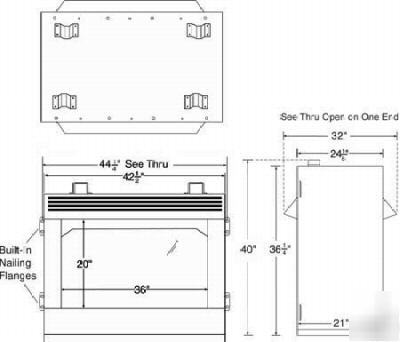 Fmi ventless vent-free gas see-thru fireplace nat/prop