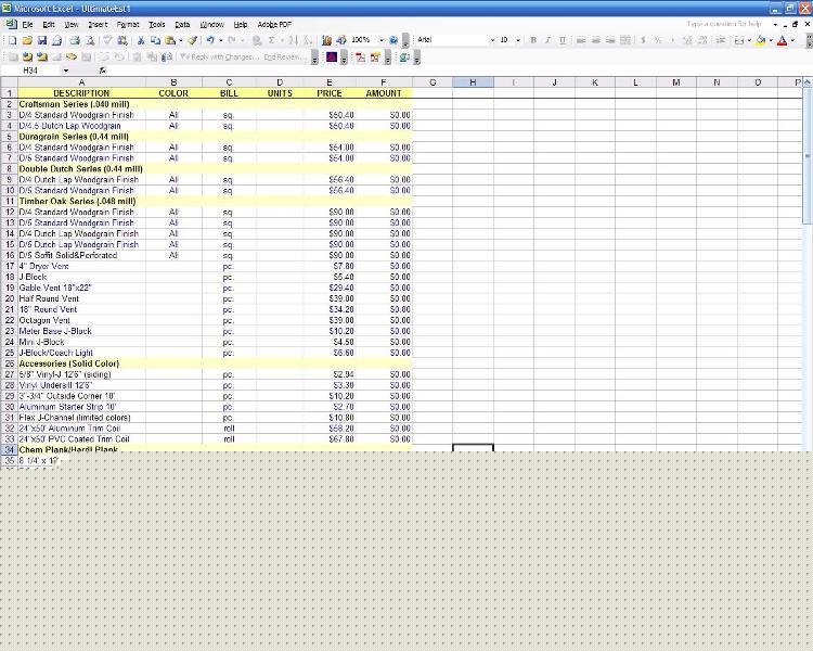 Spreadsheet, residential, contractor, excel
