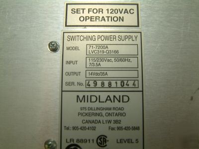 Like new midland 35A 13.8V power supply 717200A 