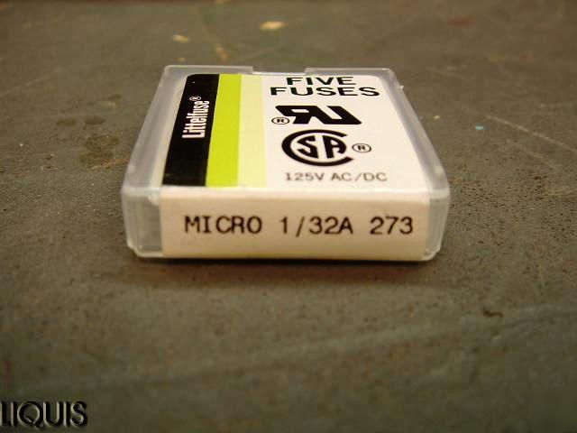 Lot of 100 littelfuse 273.031 125V micro fuse in box