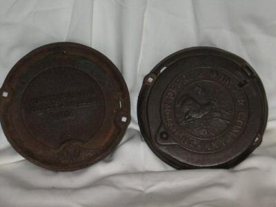 Vintage deere&mansun co. planter lids w/deer on lid