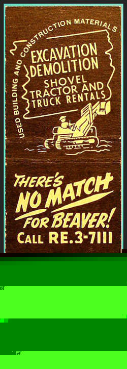 1950S beaver construction spot strike matchcover-quebec