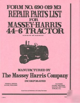 Massey-ferguson 44-6 cylinder tractor parts catalog