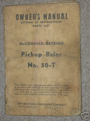 Mccormick 50T baler operators manual, international ih 
