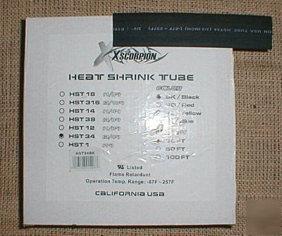 New 30 foot roll 3/4 inch heat shrink tube black 