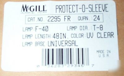24 mcgill uv-filtering fluorescent bulb sleeves T8 48