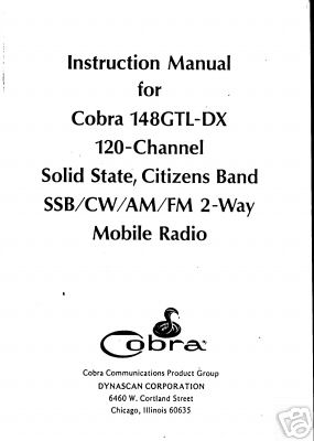 Cobra 148GTL-dx instruction manual
