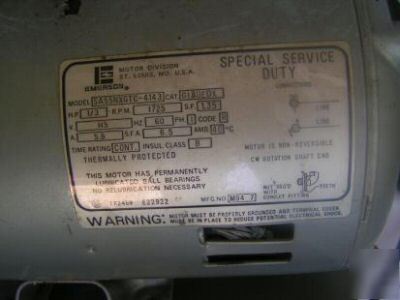 Emerson special service duty motor model SA55NXGTC-4143