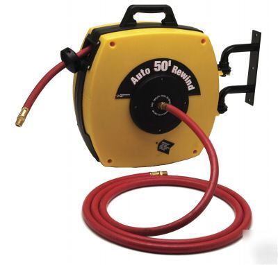 Performance tool 50' air hose and reel with auto rewind