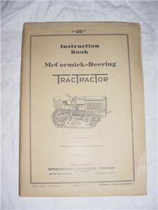 Mccormick deering 20 tractractor instruction book 1930