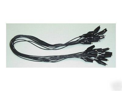 Small alligator crocodile clip leads black set of 10