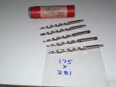 5 good used .175 x .281 cleveland step twist drills hss